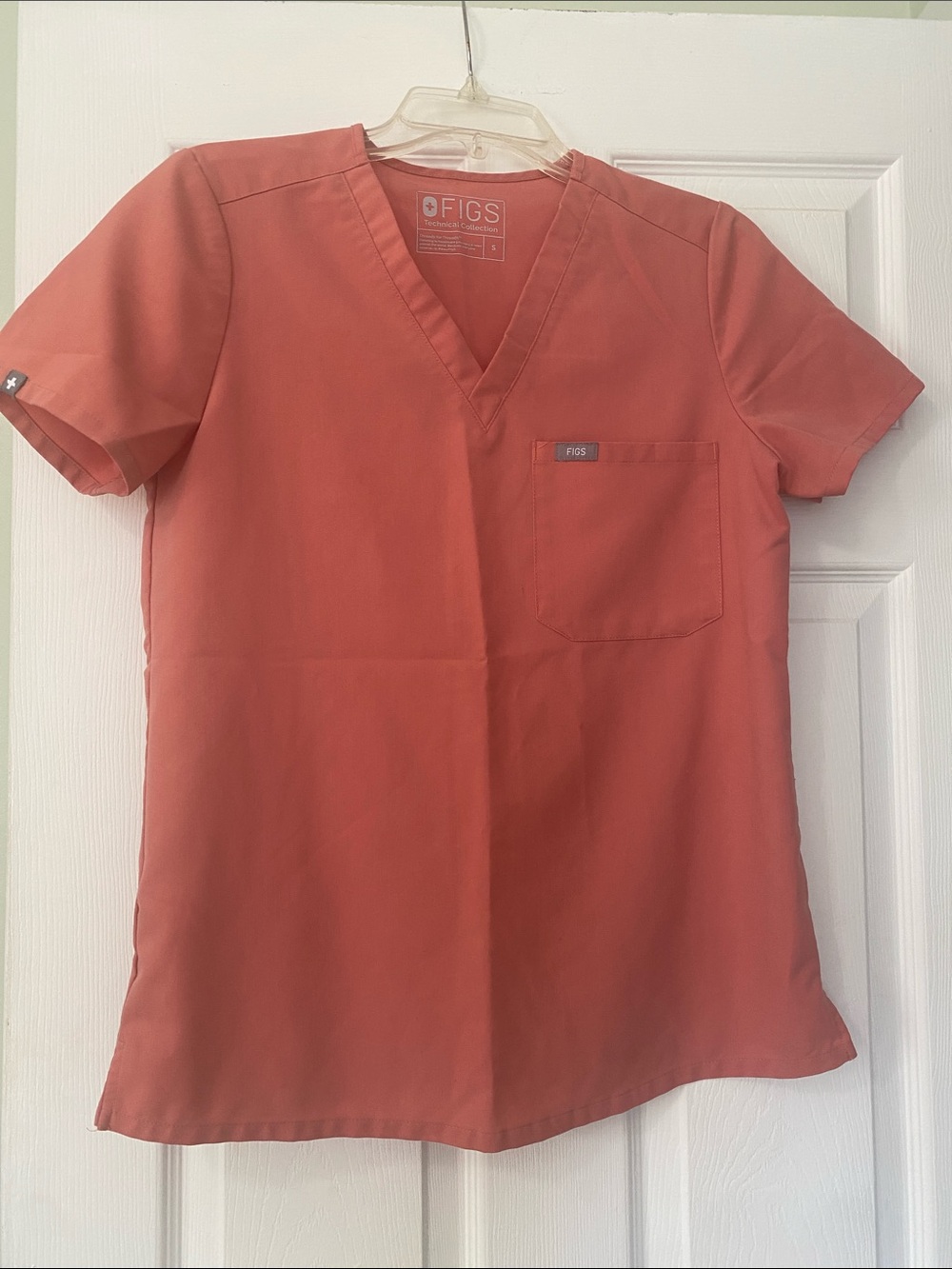 Figs Coral V-Neck Medical Scrub Top